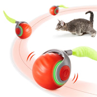 Potaroma rechargeable automatic rolling ball cat toy with feather tail - main product view