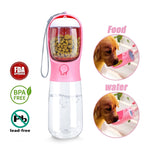 Portable Dog Water Bottle with Food Container – 19oz 2-in-1 Travel Pet Water Dispenser & Bowl