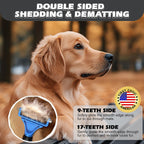 3-in-1 Pet Grooming Kit – Deshedding Rake, Detangling Comb & Flea Comb for Dogs & Cats (Blue)