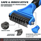 3-in-1 Pet Grooming Kit – Deshedding Rake, Detangling Comb & Flea Comb for Dogs & Cats (Blue)