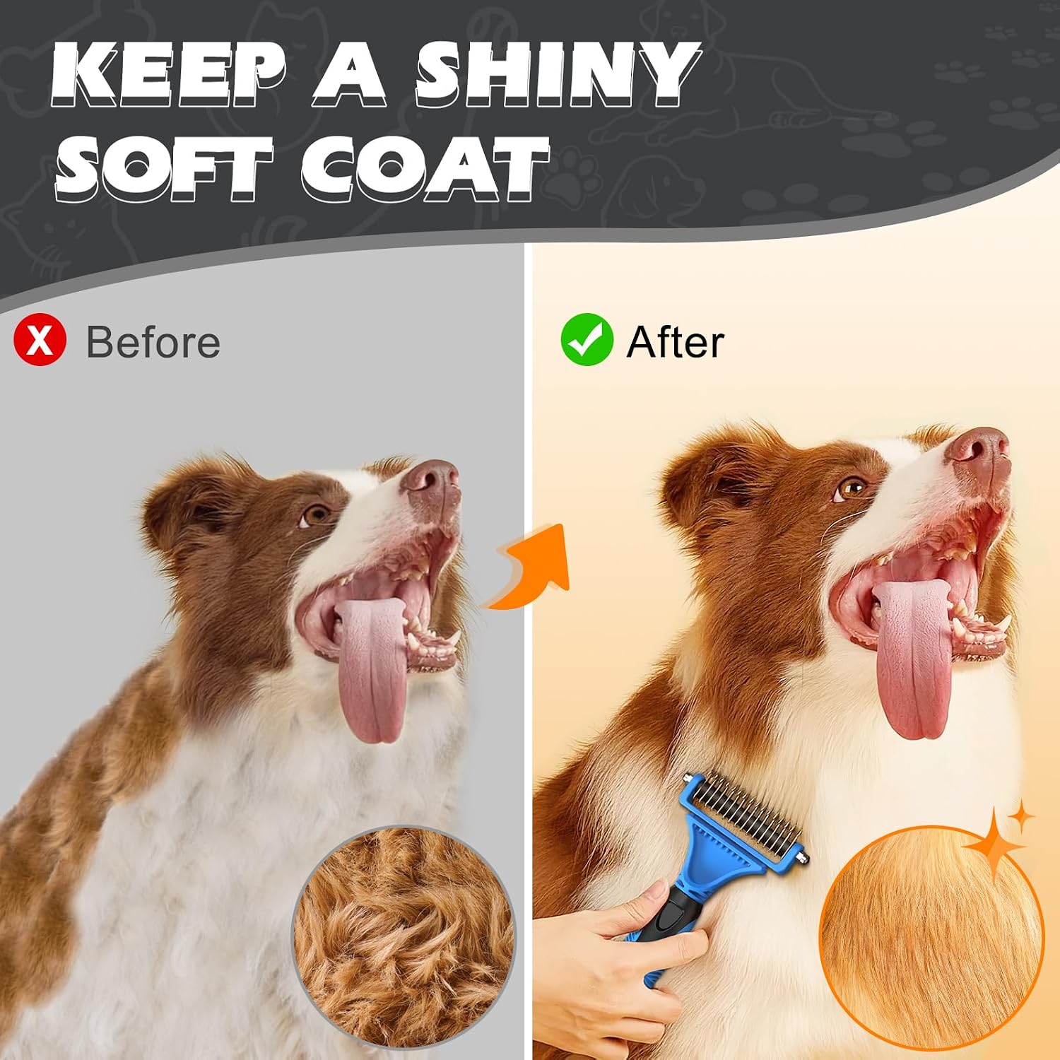 3-in-1 Pet Grooming Kit – Deshedding Rake, Detangling Comb & Flea Comb for Dogs & Cats (Blue)