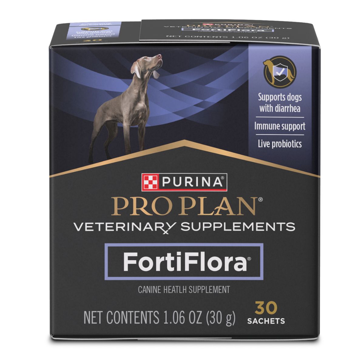 Purina Pro Plan Veterinary Diets FortiFlora Probiotic Powder for Dogs 30 count - front of box