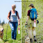 2-in-1 dog water bottle and food container with one-hand button operation