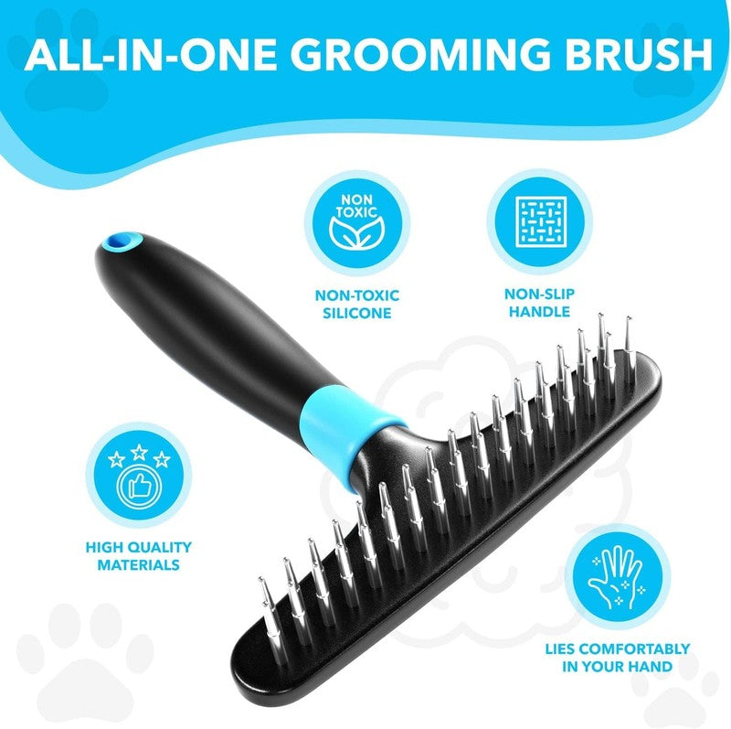 Deshedding Brush for Cats & Dogs — Undercoat Rake Grooming Comb (Reduces Shedding by 90%)