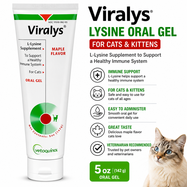 L-Lysine Gel for Cats — Immune & Respiratory Support (Maple Flavor, NASC Certified)